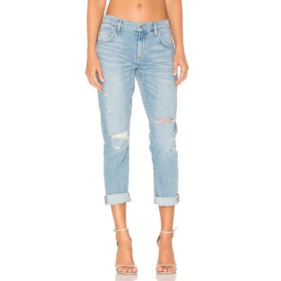 Agolde Isabel Ankle Slim Distressed Boyfriend Jeans in Daydreamer Womens Size 25 - Picture 1 of 7
